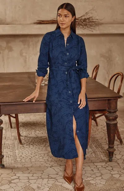 Jjill J.jill Pure Jill Indigo Jacquard Shirtdress In Blue