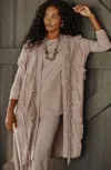Jjill J.jill Pure Jill Jacquard Fringe Gilet In Light Mocha Heather