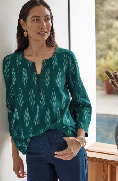 Jjill J.jill Pure Jill Kantha-stitched Ikat Top