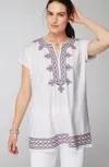 Jjill J.jill Pure Jill Knit Embroidered Tunic In White Multi