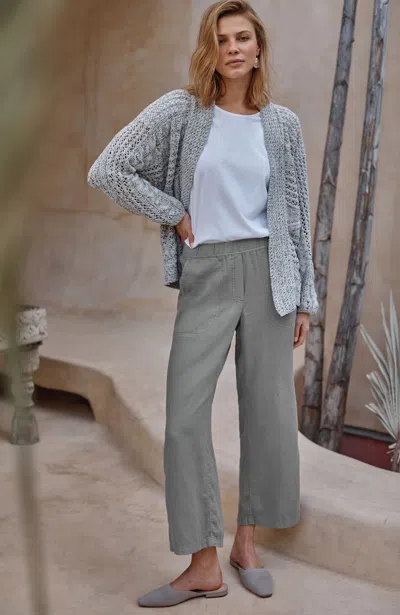 Jjill J.jill Pure Jill Linen-blend Wide-leg Crops In Light Quarry Rock