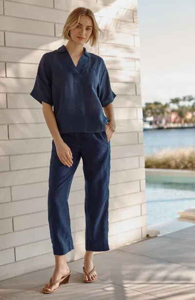 Jjill Pure Jill Linen Cropped Pants In Blue