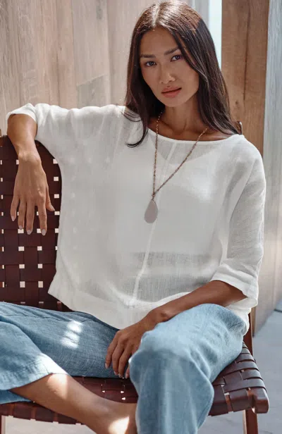 Jjill Pure Jill Linen Popover Top Pullover In White