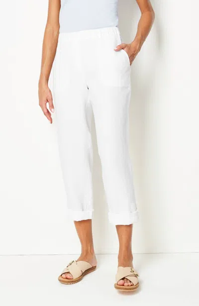 Jjill Pure Jill Linen Slim-leg Pants In White