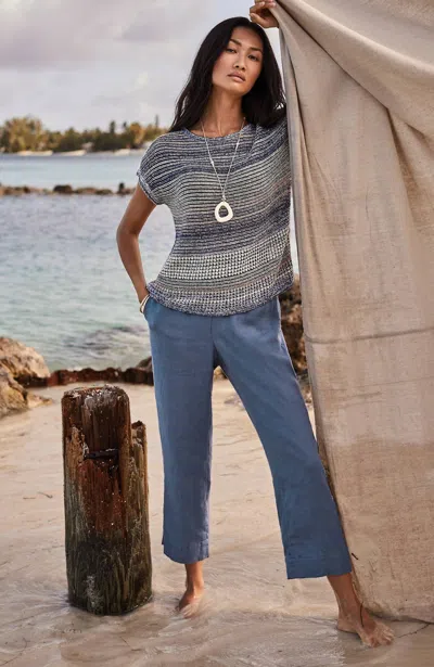 Jjill J.jill Pure Jill Linen Trapunto-stitched Pants In Indigo Ink