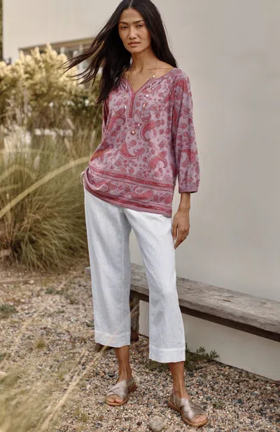 Jjill J.jill Pure Jill Linen Trapunto-stitched Pants In White