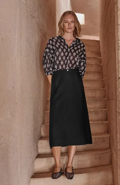 Jjill Pure Jill Linen-blend Maxi Skirt In Black