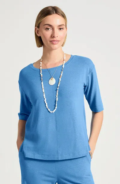 Jjill Pure Jill Linen-blend Tee Shirt In Blue