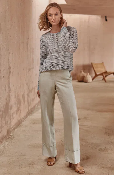 Jjill Pure Jill Linen-blend Wide-leg Pants In Brown