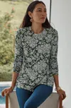 Jjill J.jill Pure Jill Long-sleeve Shirttail Tee In Black