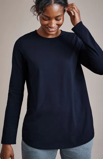 Jjill J.jill Pure Jill Long-sleeve Shirttail Tee In Black