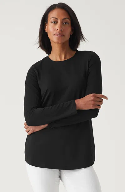 Jjill J.jill Pure Jill Long-sleeve Shirttail Tee In Black
