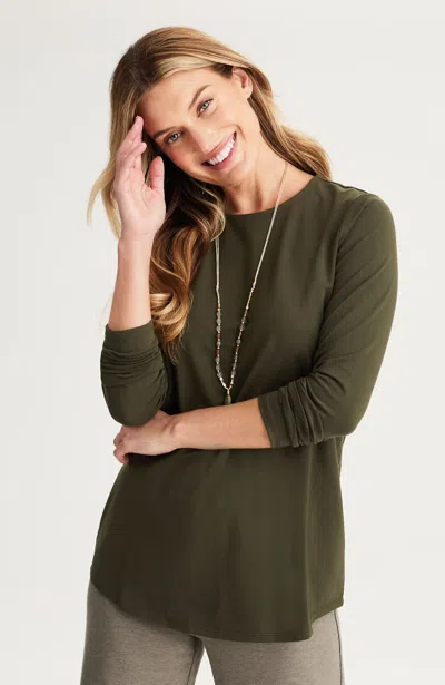 Jjill J.jill Pure Jill Long-sleeve Shirttail Tee In Green