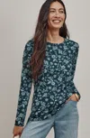 Jjill J.jill Pure Jill Long-sleeve Shirttail Tee In Pine Green Watercolor Jacobean
