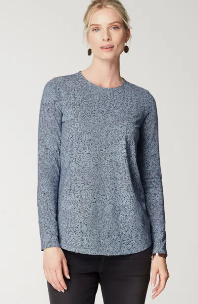 Jjill J.jill Pure Jill Long-sleeve Shirttail Tee In Rain Woodcut Vines