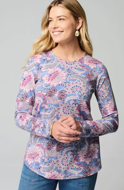Jjill J.jill Pure Jill Long-sleeve Shirttail Tee In Soft Harbor Jeweled Jacobean