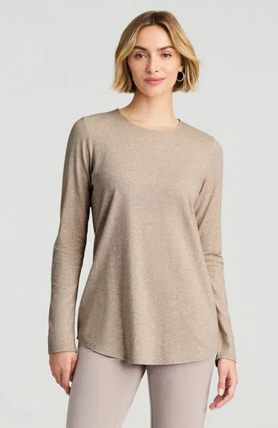 Jjill Pure Jill Long-sleeve Shirttail Tee In Dark Pumice Heather