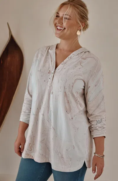 Jjill J.jill Pure Jill Marble-dyed Hoodie Tunic In Pink Blush Multi