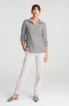 Jjill J.jill Pure Jill Marl Slub Collared Top In Gray