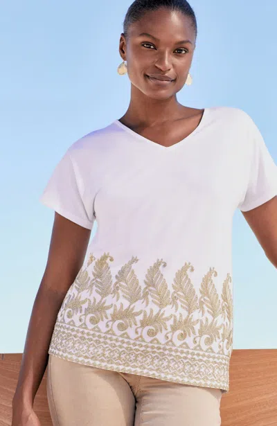Jjill J.jill Pure Jill Metallic-embroidered Top