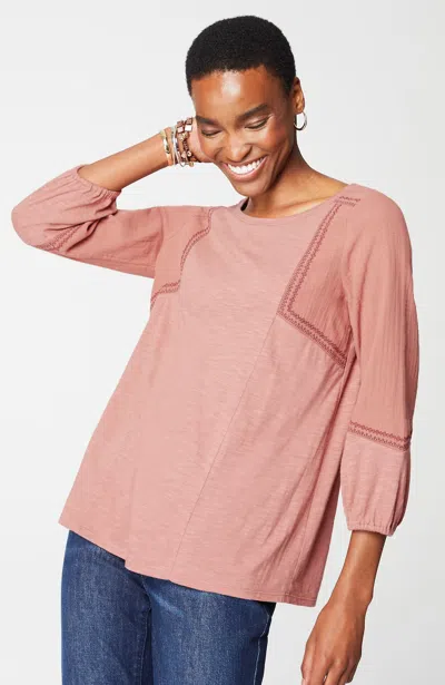 Jjill J.jill Pure Jill Mixed-media Knit Top In Chai Latte Multi