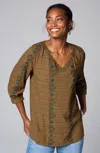 Jjill J.jill Pure Jill Multicolor-embroidered V-neck Top In Light Oak Grove Multi