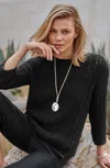 Jjill J.jill Pure Jill Open-rib-textured Sweater In Black
