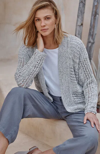 Jjill J.jill Pure Jill Open-texture Cardi In Sea Pearl Multi