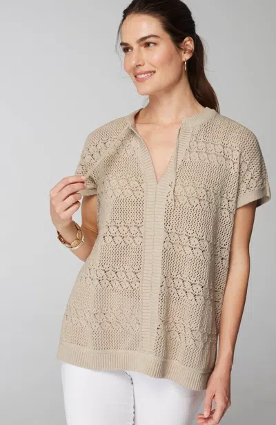 Jjill J.jill Pure Jill Open-textured Sweater In Moonbeam Multi