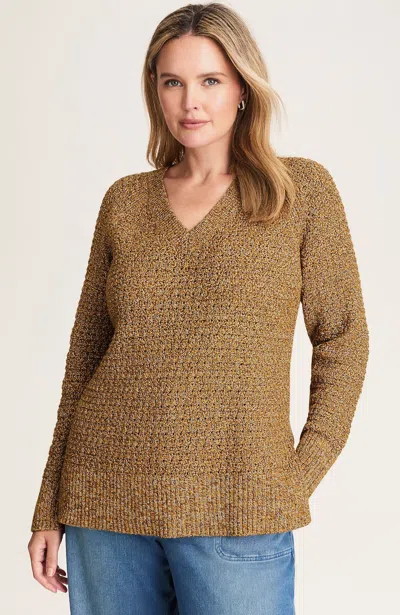 Jjill Pure Jill Open-texture Sweater In Tigers Eye Multi