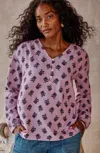 Jjill J.jill Pure Jill Organically Grown Cotton Block-print Top In Iced Mauve Stamped Iris