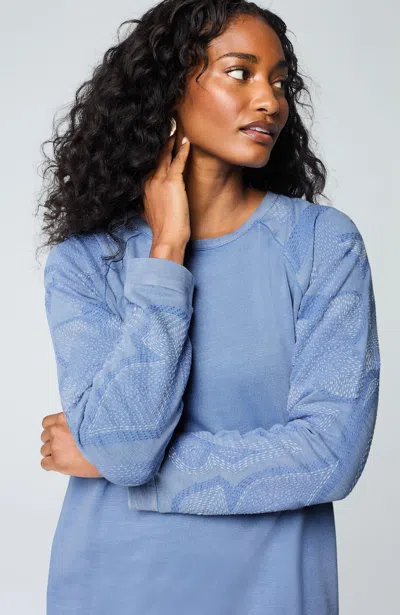 Jjill J.jill Pure Jill Organically Grown Cotton Sweatshirt In Light Blue River Multi