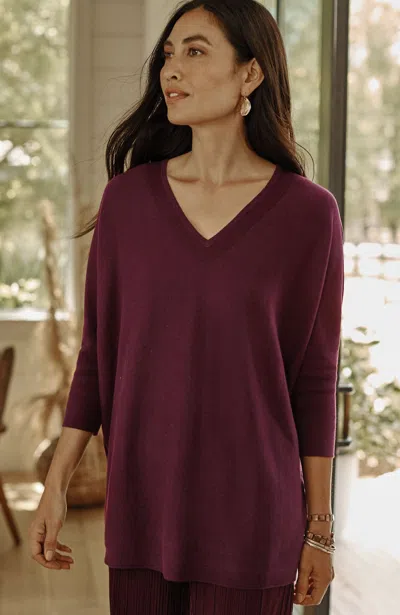 Jjill J.jill Pure Jill Oversized V-neck Sweater In Currant