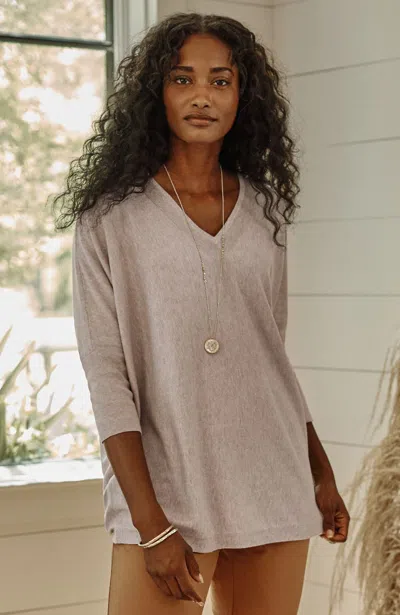 Jjill J.jill Pure Jill Oversized V-neck Sweater In Dark Pumice Heather