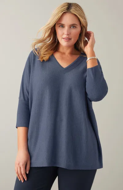 Jjill J.jill Pure Jill Oversized V-neck Sweater In Twilight Blue Heather