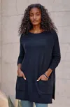 Jjill J.jill Pure Jill Patch-pocket Sweater Tunic In Maritime Blue