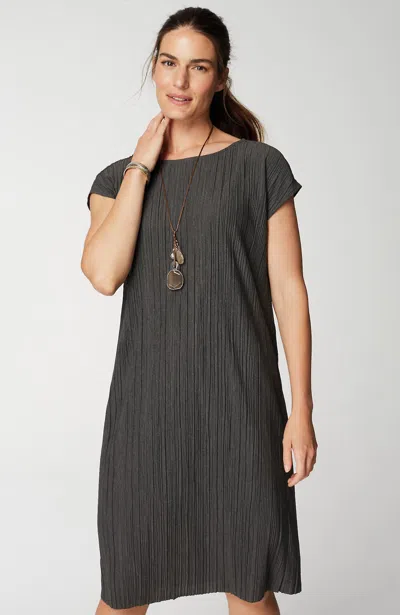 Jjill J.jill Pure Jill Pleated Knit Dress In Dark Charcoal Heather