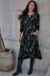 Jjill J.jill Pure Jill Printed-knit Midi Dress In Nightingale Painterly Vines