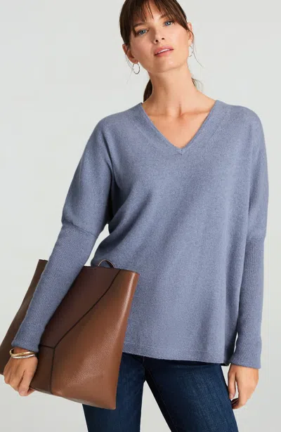 Jjill J.jill Pure Jill Recycled Cashmere V-neck Sweater In Blue