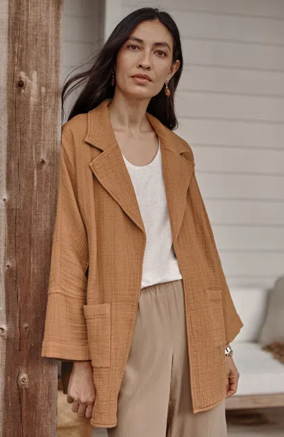 Jjill J.jill Pure Jill Relaxed Gauze Blazer In Light Sandstone