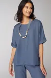 Jjill J.jill Pure Jill Relaxed Linen Popover In Indigo Ink
