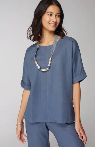 Jjill J.jill Pure Jill Relaxed Linen Popover In Indigo Ink