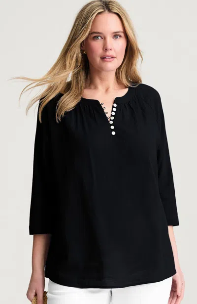 Jjill Pure Jill Relaxed Popover Tunic In Black