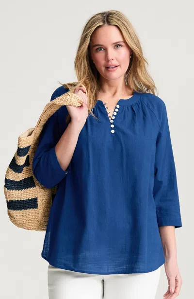 Jjill Pure Jill Relaxed Popover Tunic In Blue