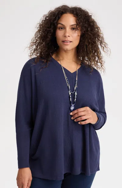 Jjill J.jill Pure Jill Ribbed-cuffs V-neck Pullover In Black