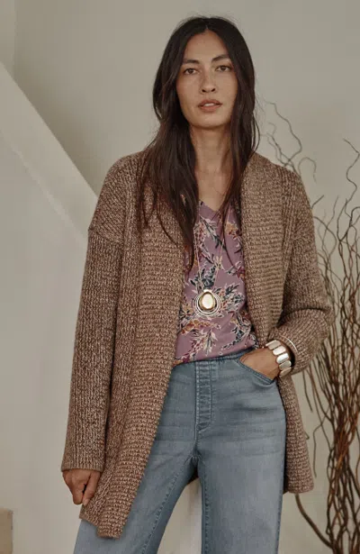 Jjill J.jill Pure Jill Ribbed-texture Shawl-collar Cardi In Light Toffee Multi