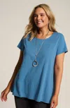 Jjill J.jill Pure Jill Scoop-neck Elliptical Tee In Blue Lake