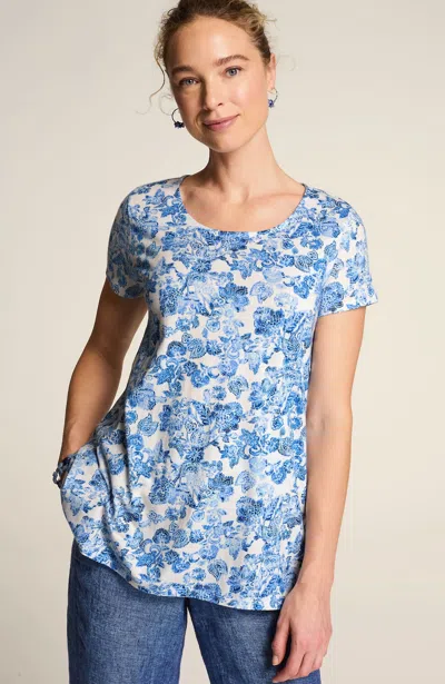 Jjill J.jill Pure Jill Scoop-neck Elliptical Tee In Cream Batik Jacobean