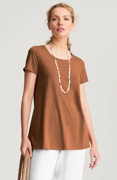 Jjill Pure Jill Scoop-neck Elliptical Tee Shirt In Brown