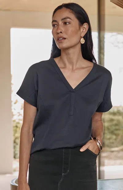 Jjill J.jill Pure Jill Seamed Slub Top In Black